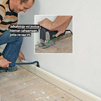 Lattialämmitys puulattiaan: Irrota ensin jalkalistat Lattialämmitys puulattiaan: Irrota ensin jalkalistat